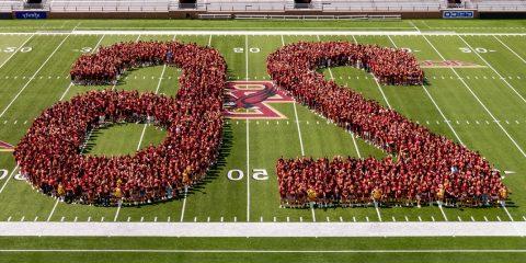 students form '26' in Alumni Stadium